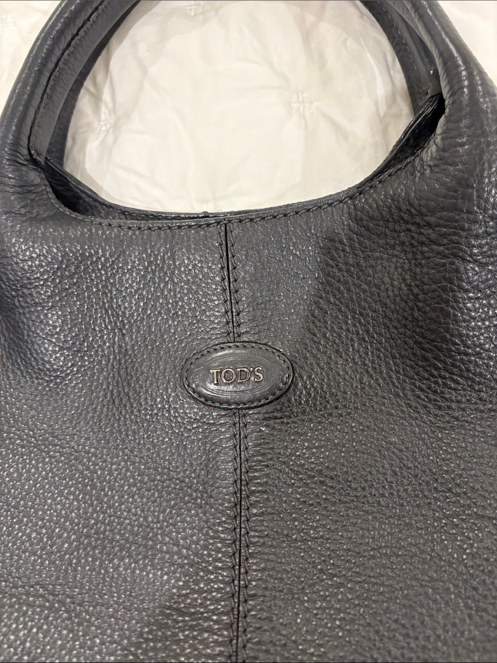 Tod's Black Pebbled Leather Hobo Shoulder Bag